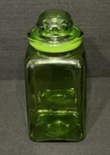Large Green Glass Container with Stopper