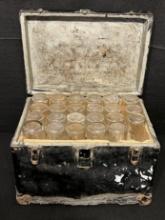 Antique 47 Bottle Milk Testing Kit in Wooden Case with Insulated Lining