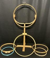 40" Tall Standing Wooden Embroidery Loom and 5 Embroidery Hoops