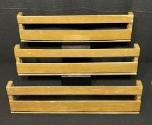 Group of 3 Vintage Wood Wall Mount Magazine Racks