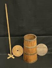 Antique Standing Wooden Butter Churn with Plunger