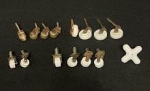 Antique Porcelain or Metal Casters, Wheels, Furniture Rollers & Porcelain "Hot" Sink Knob