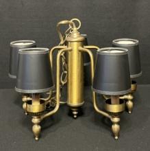 Country 5 Upright Arm Chandelier with Black Cardboard Shades
