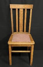 Vintage Oak Chair with Upholstered Seat