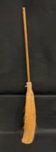 Primitive Wooden Handle Straw Bristle Broom