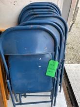 (9) Blue Folding Metal Chairs