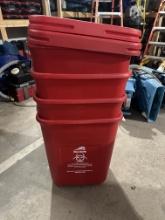 (4) Bio Hazard Bins With Lids