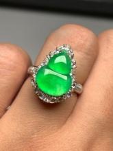 An Exquisite 18k Gold Diamond Inlaid Jadeite Gourd Ring& Pendant Dual-Purpose