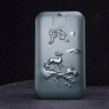 An Exquisite Greenish Jade Sika Deer Pattern Pendant