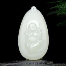 An Exquisite White Jade Statue of Maitreya Buddha Pendant