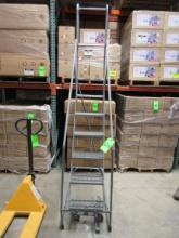 ULINE 7-STEP MOBILE WAREHOUSE LADDER, 450LBS. CAP., OFFERED SUBJECT TO DELI