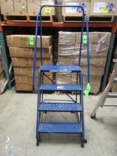 4-STEP BLUE  MOBILE WAREHOUSE LADDER
