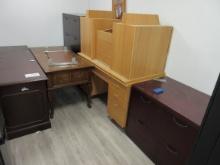 LOT ASSORTED FURNITURE, DESKS, TABLE & CABINETS