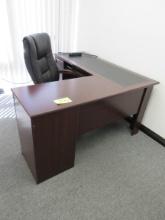 LOT OFFICE FURNITURE, (2) DESKS WITH RETURNS, ELECTRIC ADJUSTABLE HEIGHT TA