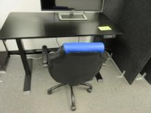 LOT (2) ASSORTED ADJUSTABLE HEIGHT TABLES, BLACK TOPS
