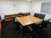 EXECUTIVE CONFERENCE TABLE WITH MATCHING CABINETS & (8)-CHAIRS