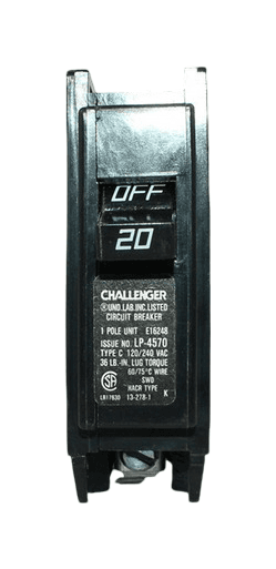 USED - Lot of 31 Challenger C120 Breaker 20A 120/240V 1P 10kA Plug-In Thermal Magnetic C Series