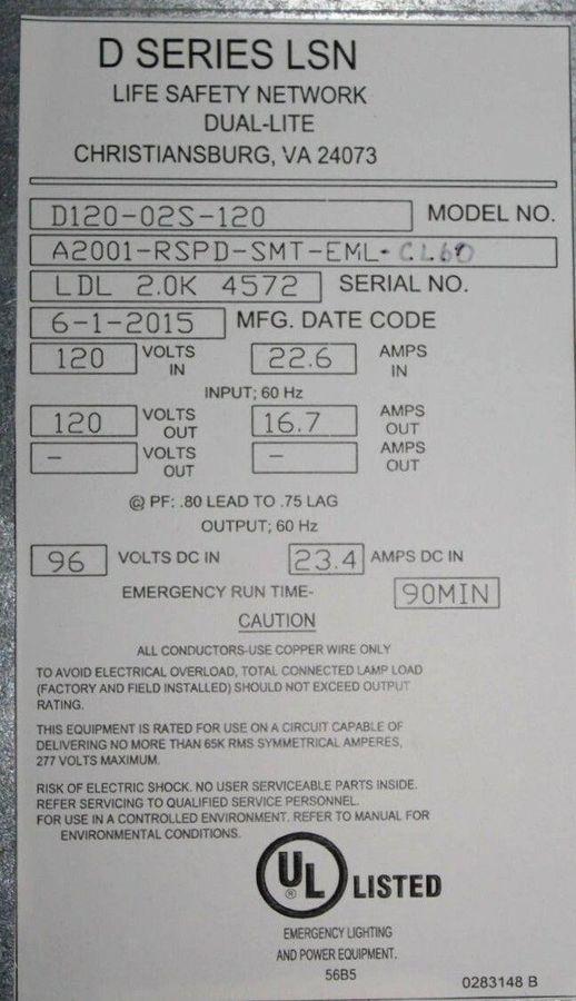 USED - LSN Dual Lite D120-02S-120 D Series Lighting
