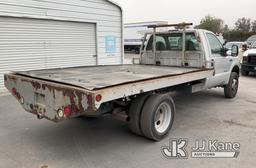 (Jurupa Valley, CA) 2001 Ford F450 Flatbed Truck Runs & Moves, Left Turn Signal Out, Has open recall