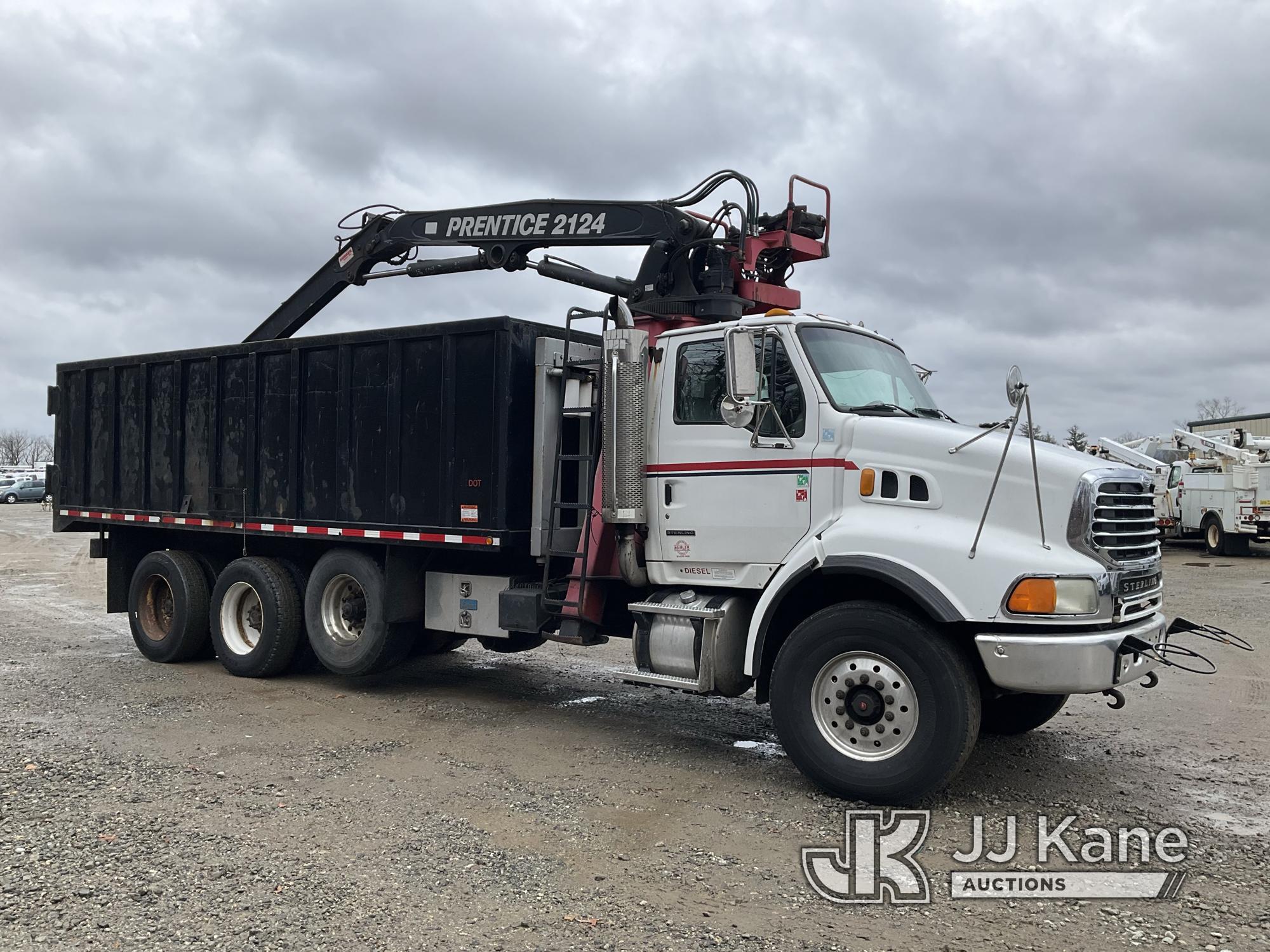 (Shrewsbury, MA) Prentice 2124-BC, Grappleboom/Log Loader Crane mounted behind cab on 2007 Sterling