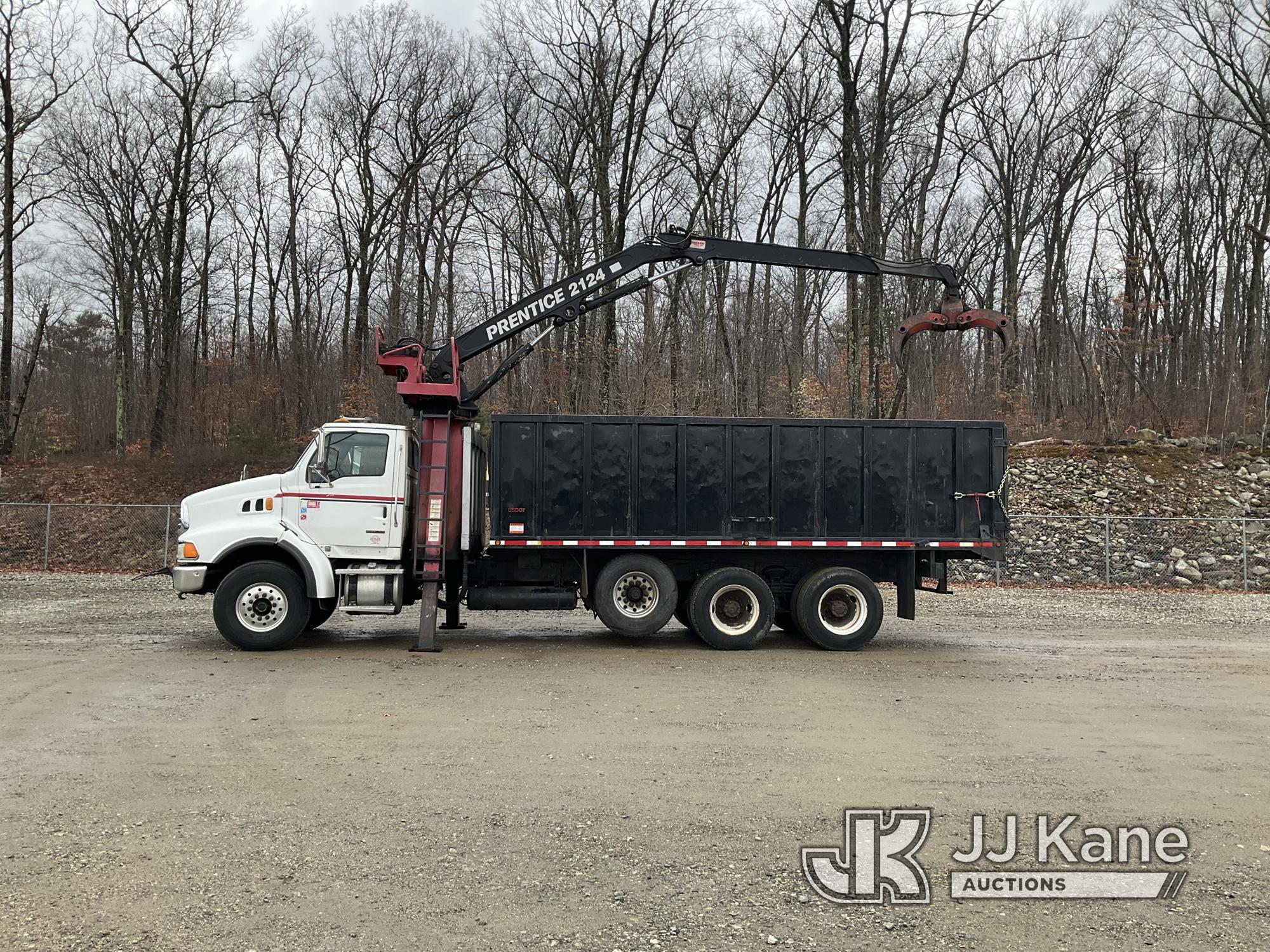 (Shrewsbury, MA) Prentice 2124-BC, Grappleboom/Log Loader Crane mounted behind cab on 2007 Sterling