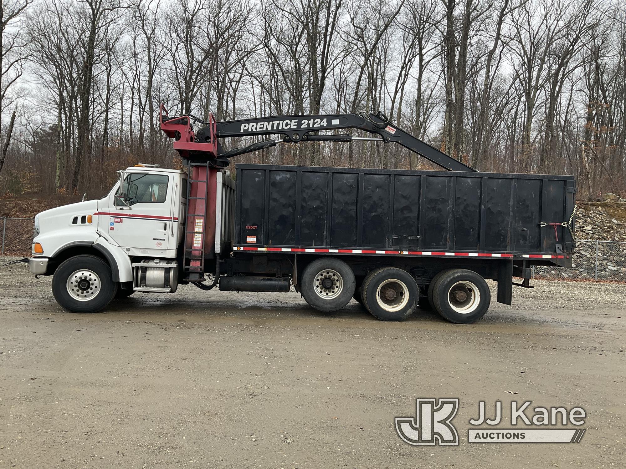 (Shrewsbury, MA) Prentice 2124-BC, Grappleboom/Log Loader Crane mounted behind cab on 2007 Sterling