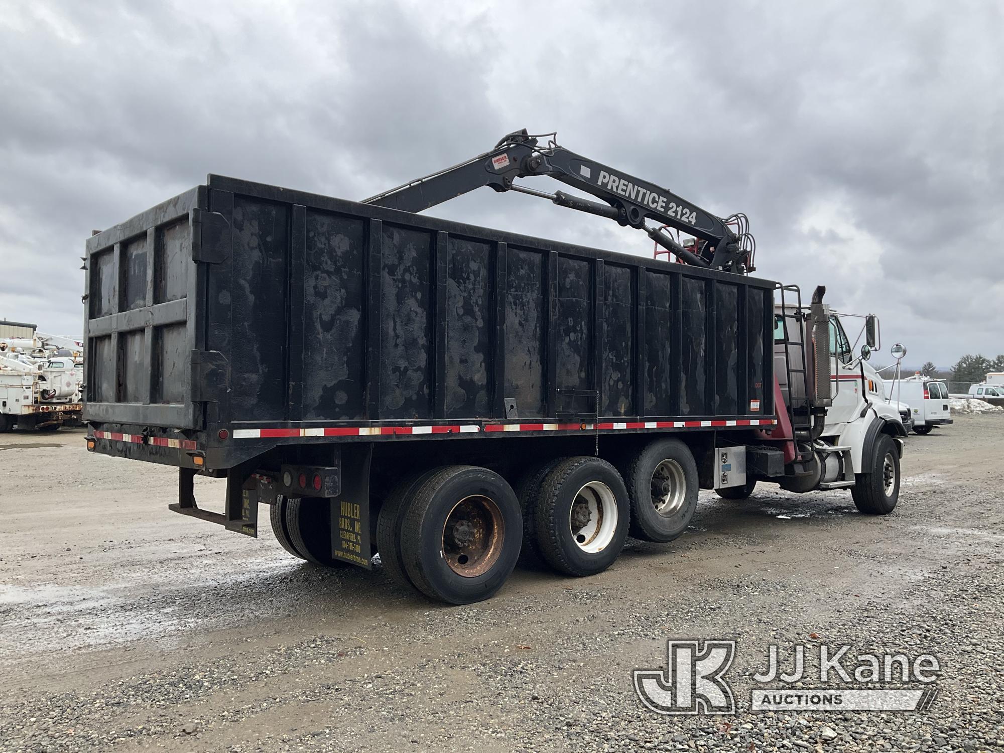 (Shrewsbury, MA) Prentice 2124-BC, Grappleboom/Log Loader Crane mounted behind cab on 2007 Sterling