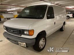 (Houston, TX) 2007 Ford E150 Van Runs & Moves) (Starts With A Jump,  Rear Door Needs Latch Repair, D