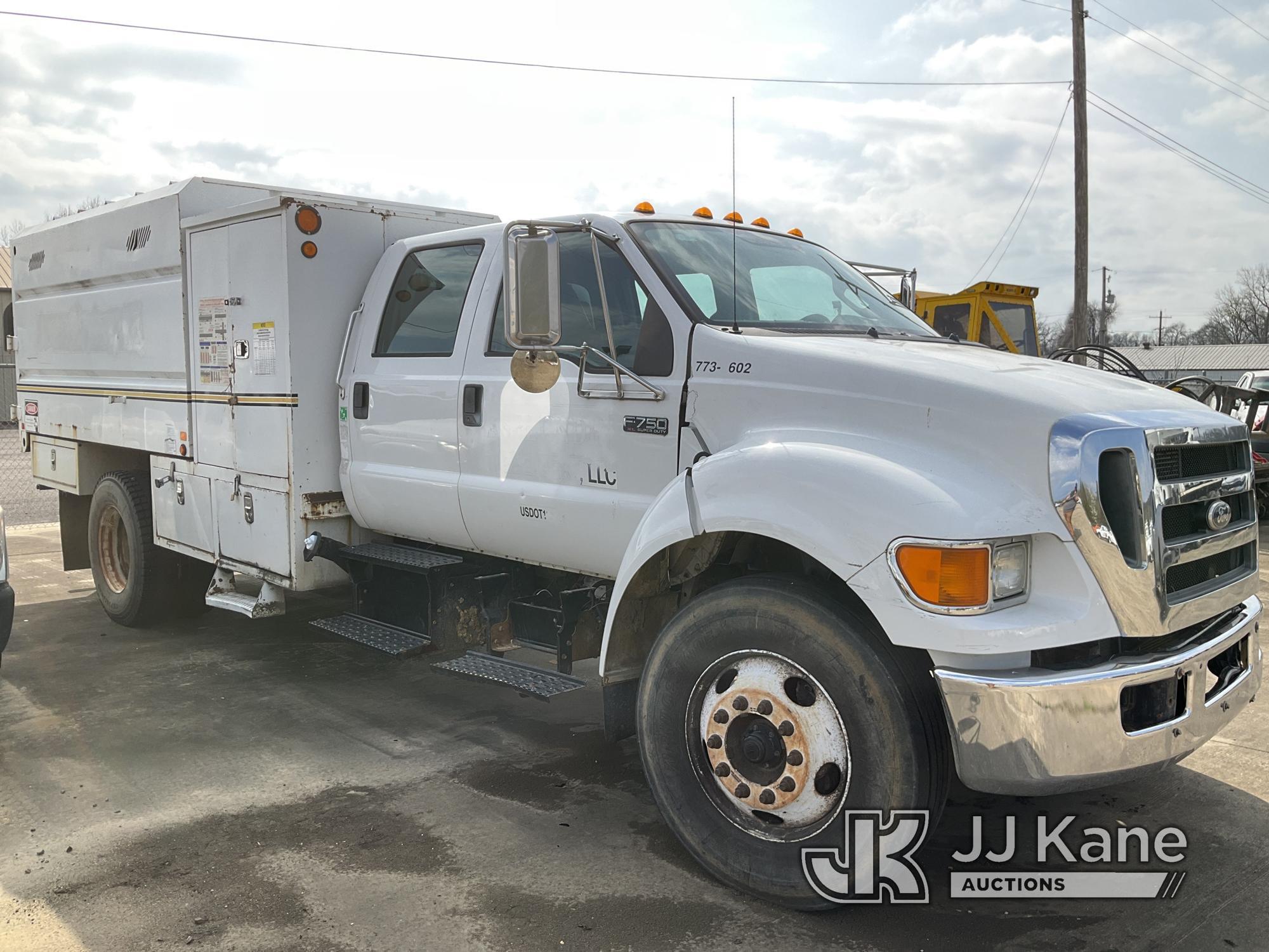 (Conway, AR) 2011 Ford F750 Crew Cab Chipper Dump Truck Not Running, Condition Unknown, Missing Batt