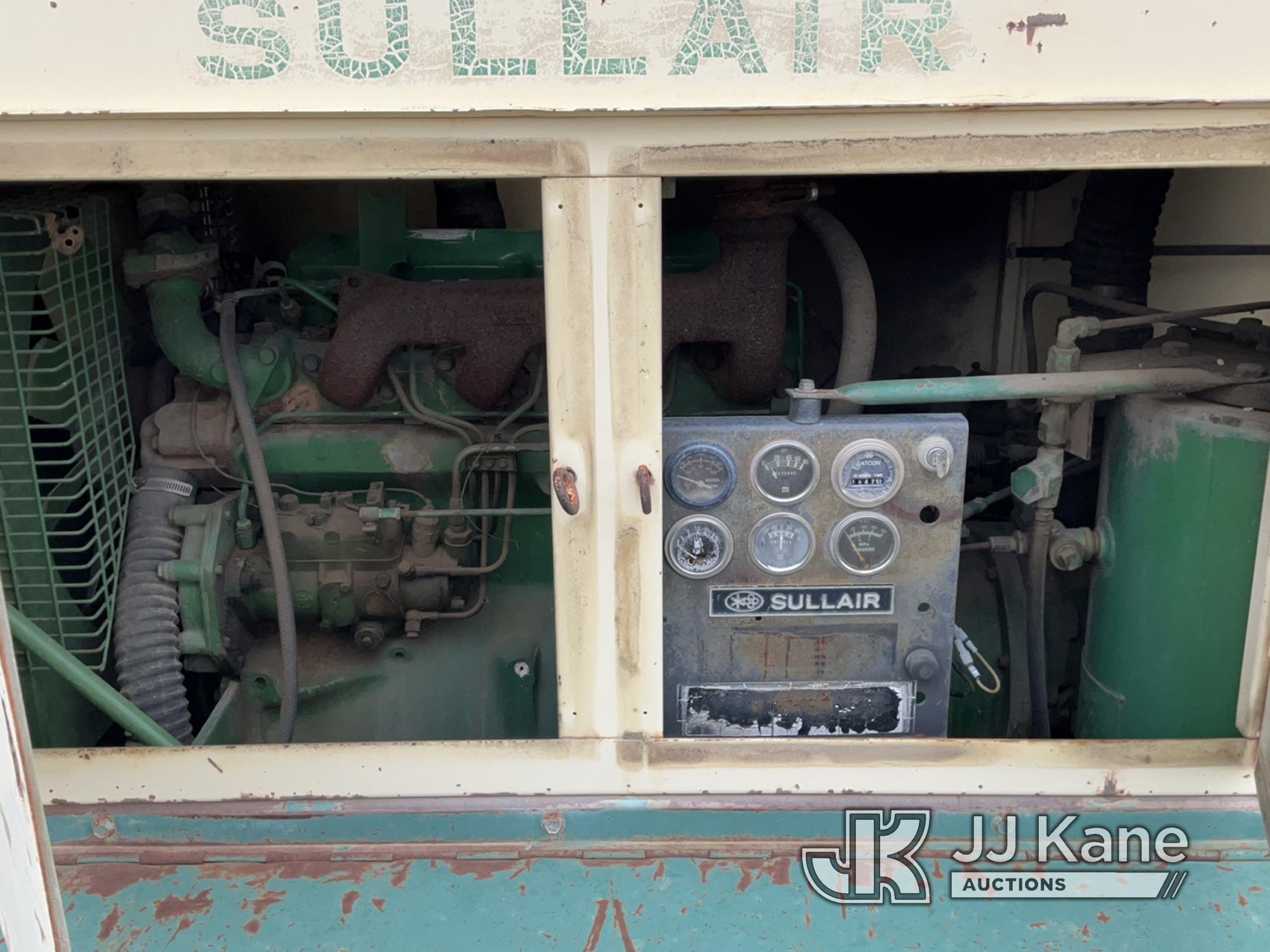 (Conway, AR) Sullair 185 Portable Air Compressor, trailer mtd No Title) (Cranks On Jump Pack, Will N