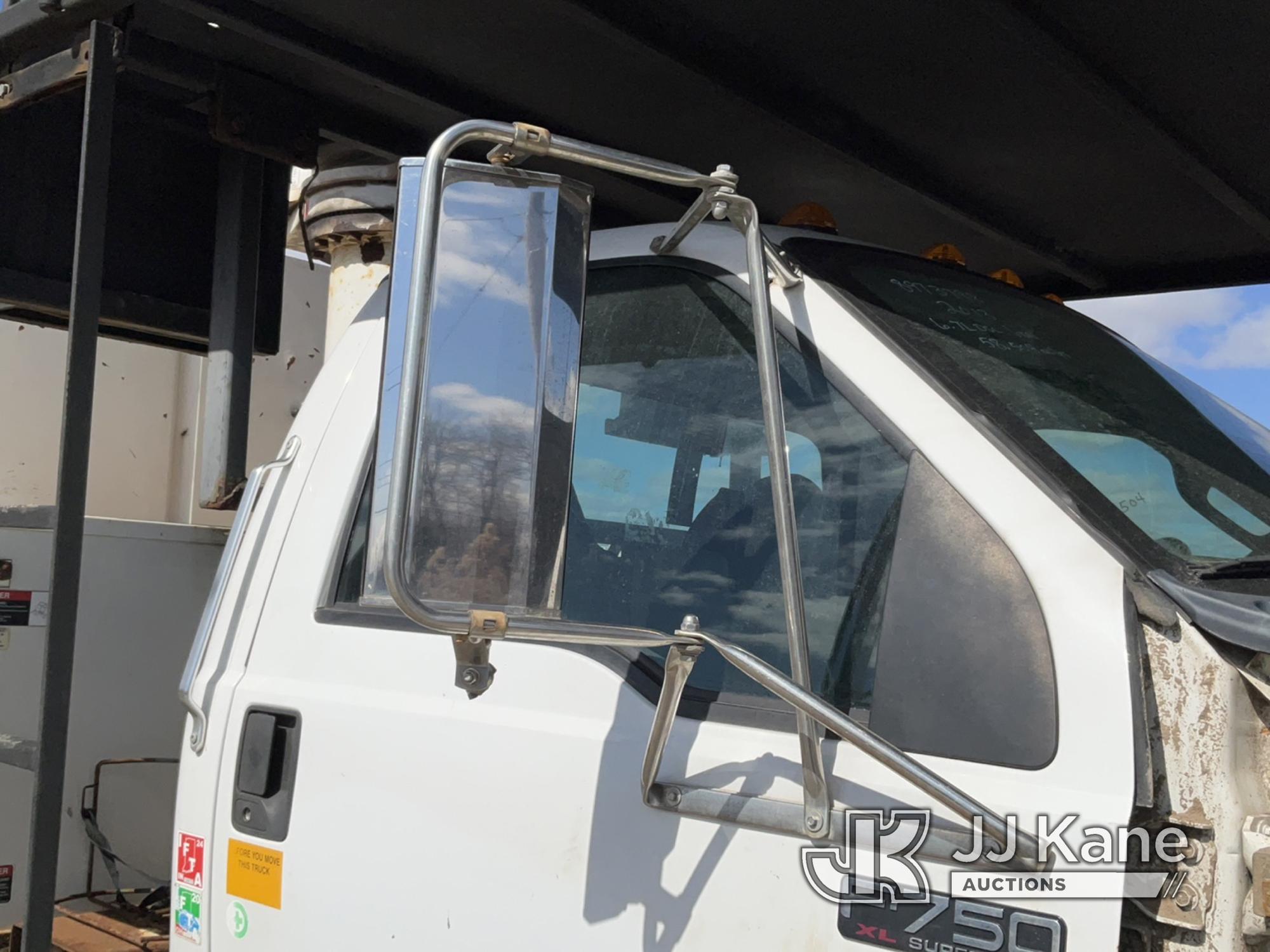(Rome, NY) Altec LR756, Over-Center Bucket Truck mounted behind cab on 2013 Ford F750 Chipper Dump T