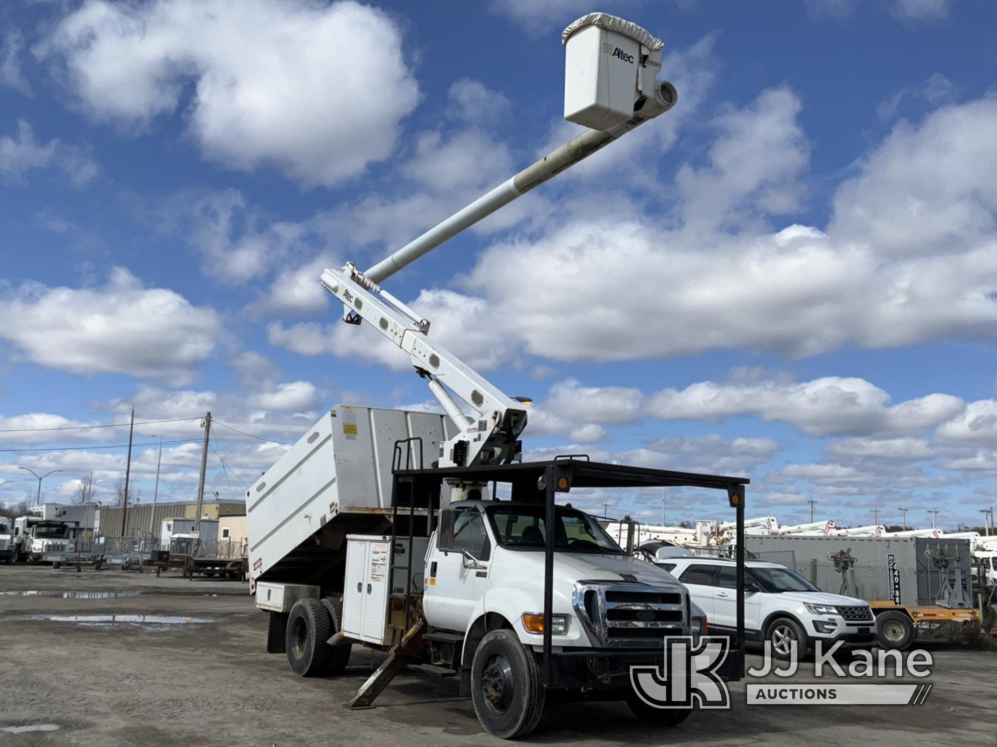 (Rome, NY) Altec LR756, Over-Center Bucket Truck mounted behind cab on 2013 Ford F750 Chipper Dump T