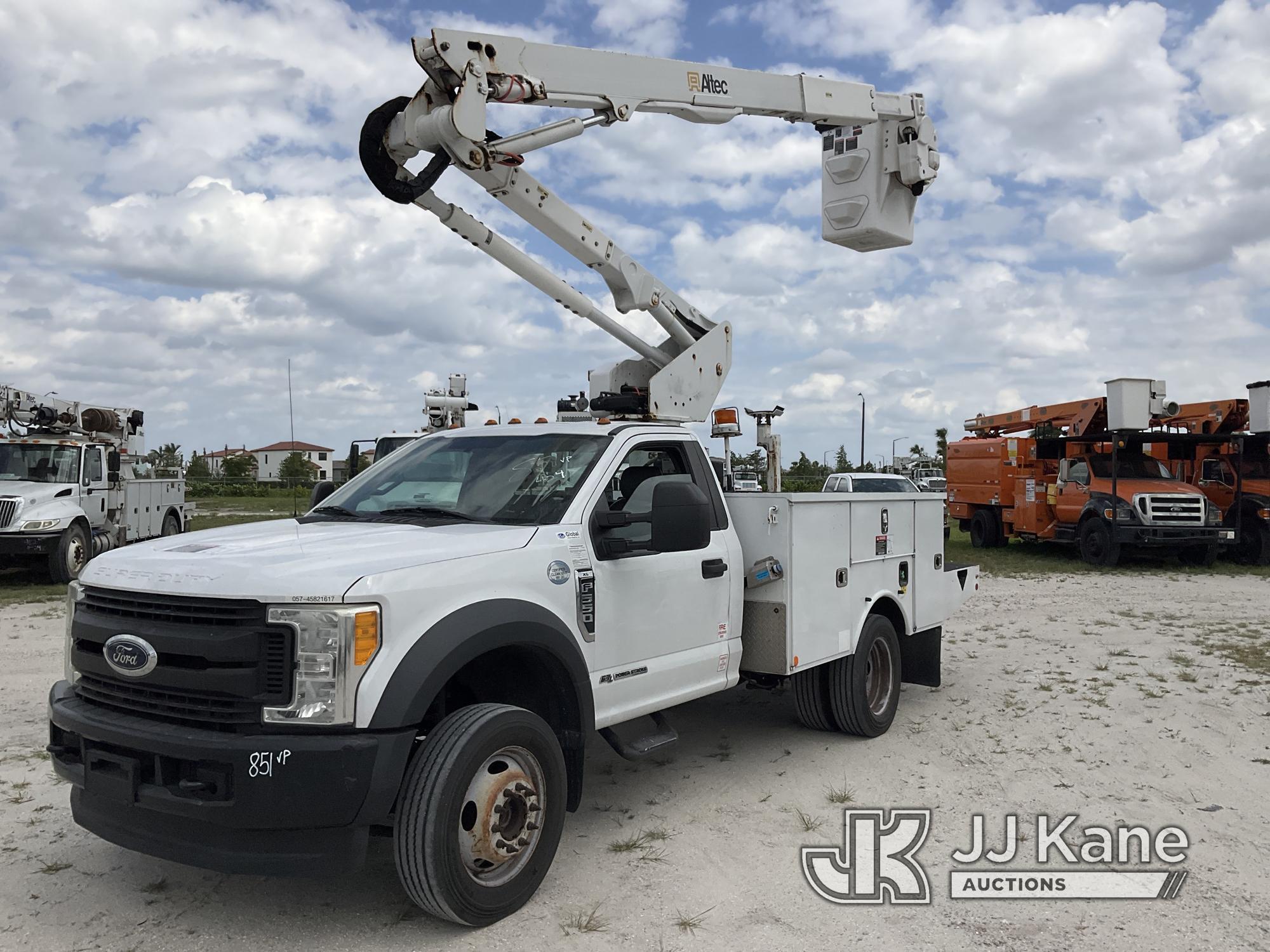 (Westlake, FL) Altec AT40G, Articulating & Telescopic Bucket Truck mounted behind cab on 2017 Ford F