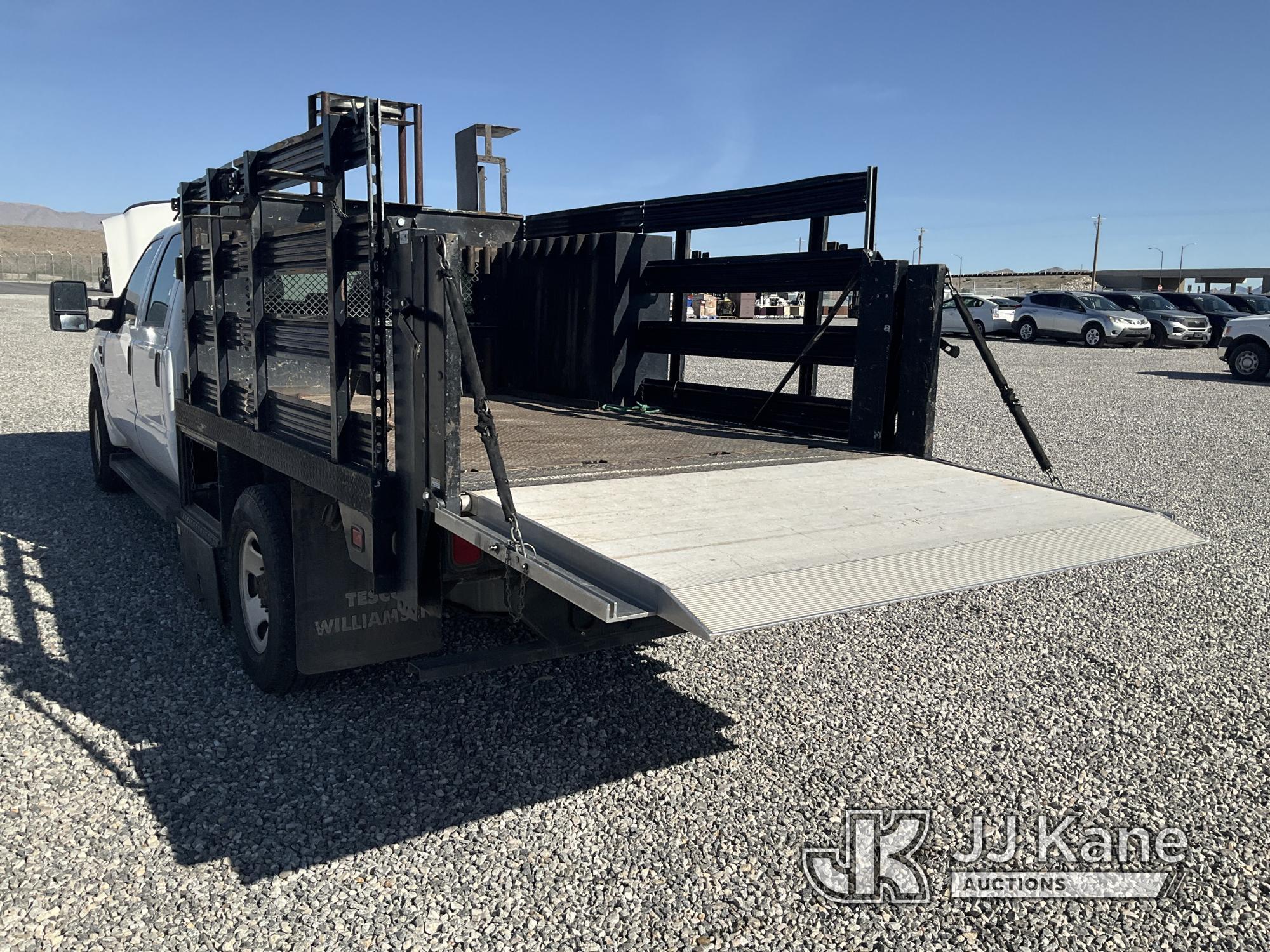 (Las Vegas, NV) 2008 Ford F-350 Stake Bed Interior Damage, With Liftgate, 9ft Bed, Taxable Runs & Mo