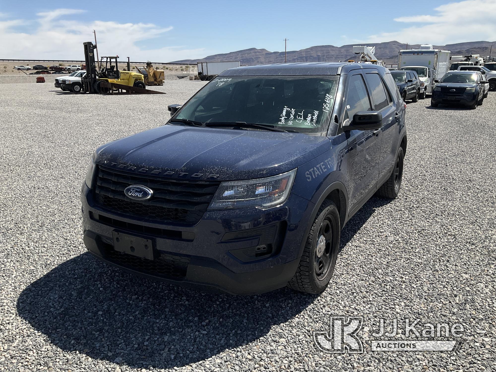 (Las Vegas, NV) 2018 Ford Explorer AWD Police Interceptor No Console Body Damage, Check Engine Light