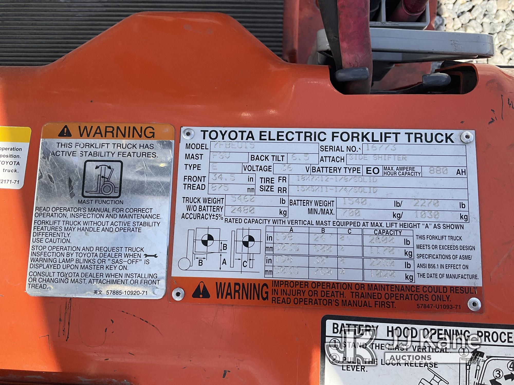 (Las Vegas, NV) Toyota 7FBEU15 2,600 Lb. Cap. Dead Battery, Does Not Move