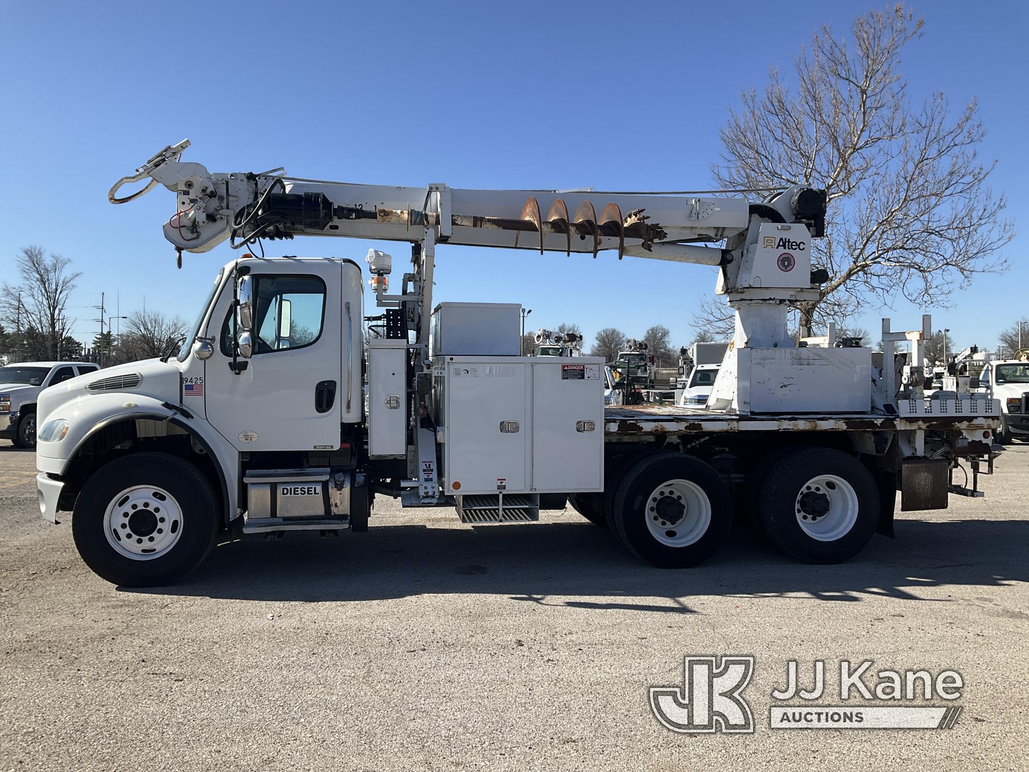 (Kansas City, MO) Altec DM45-TR, Digger Derrick rear mounted on 2013 Freightliner M2 106 T/A Flatbed