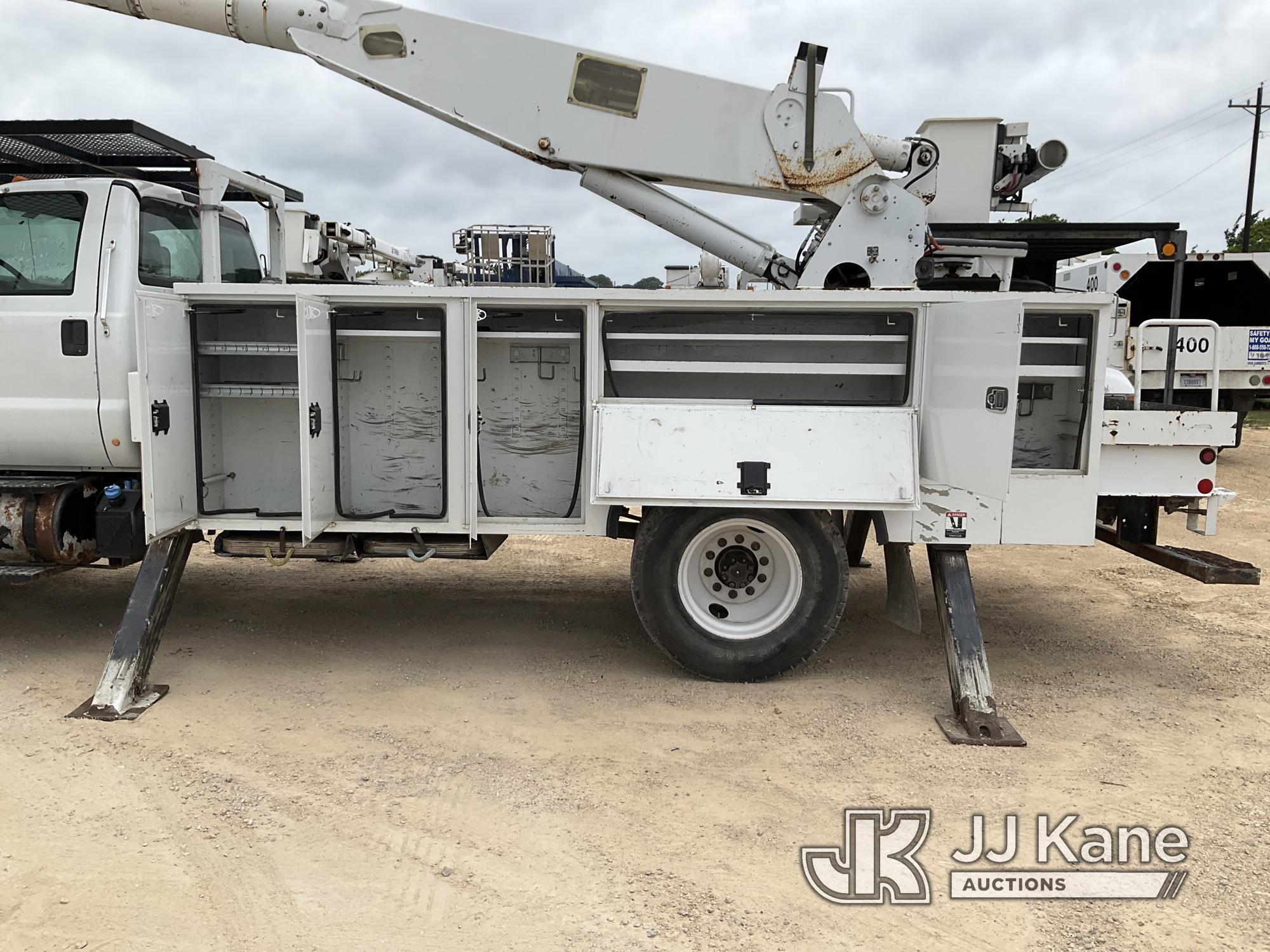 (Houston, TX) Altec AA755, Material Handling Bucket Truck rear mounted on 2012 Ford F750 Utility Tru