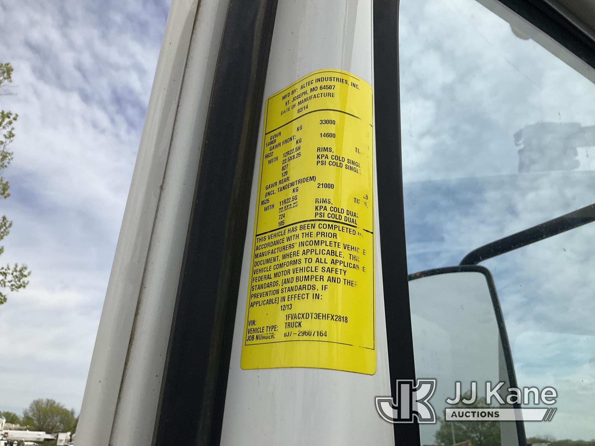 (Kansas City, MO) Altec DC47-TR, Digger Derrick rear mounted on 2014 Freightliner M2 106 Utility Tru