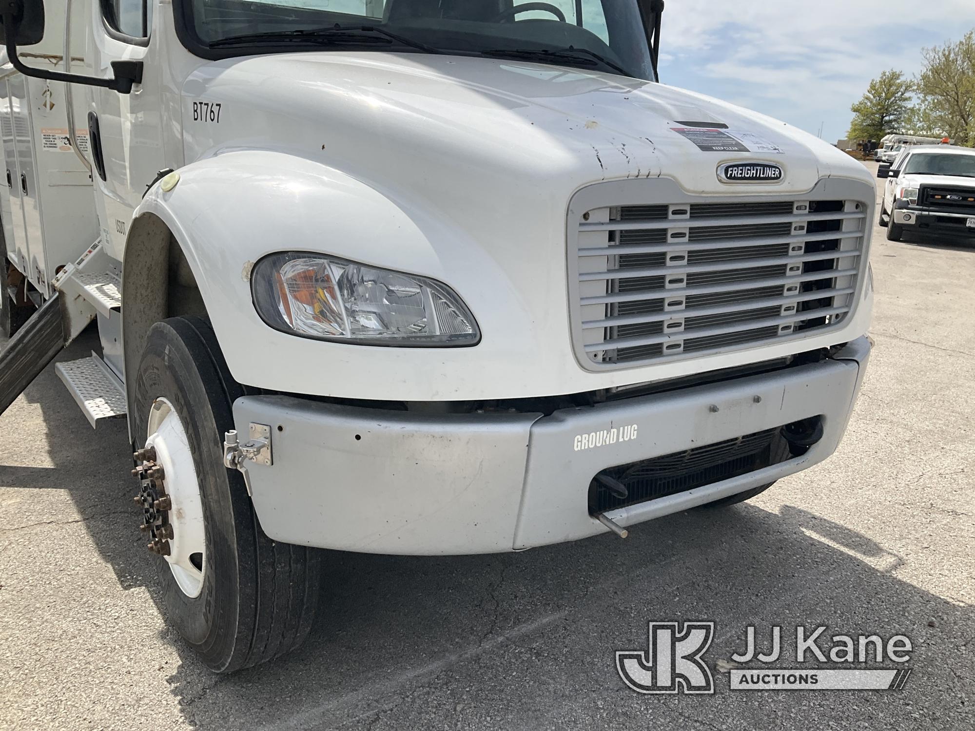 (Kansas City, MO) Altec AA55-MH, Over-Center Material Handling Bucket Truck rear mounted on 2014 Fre