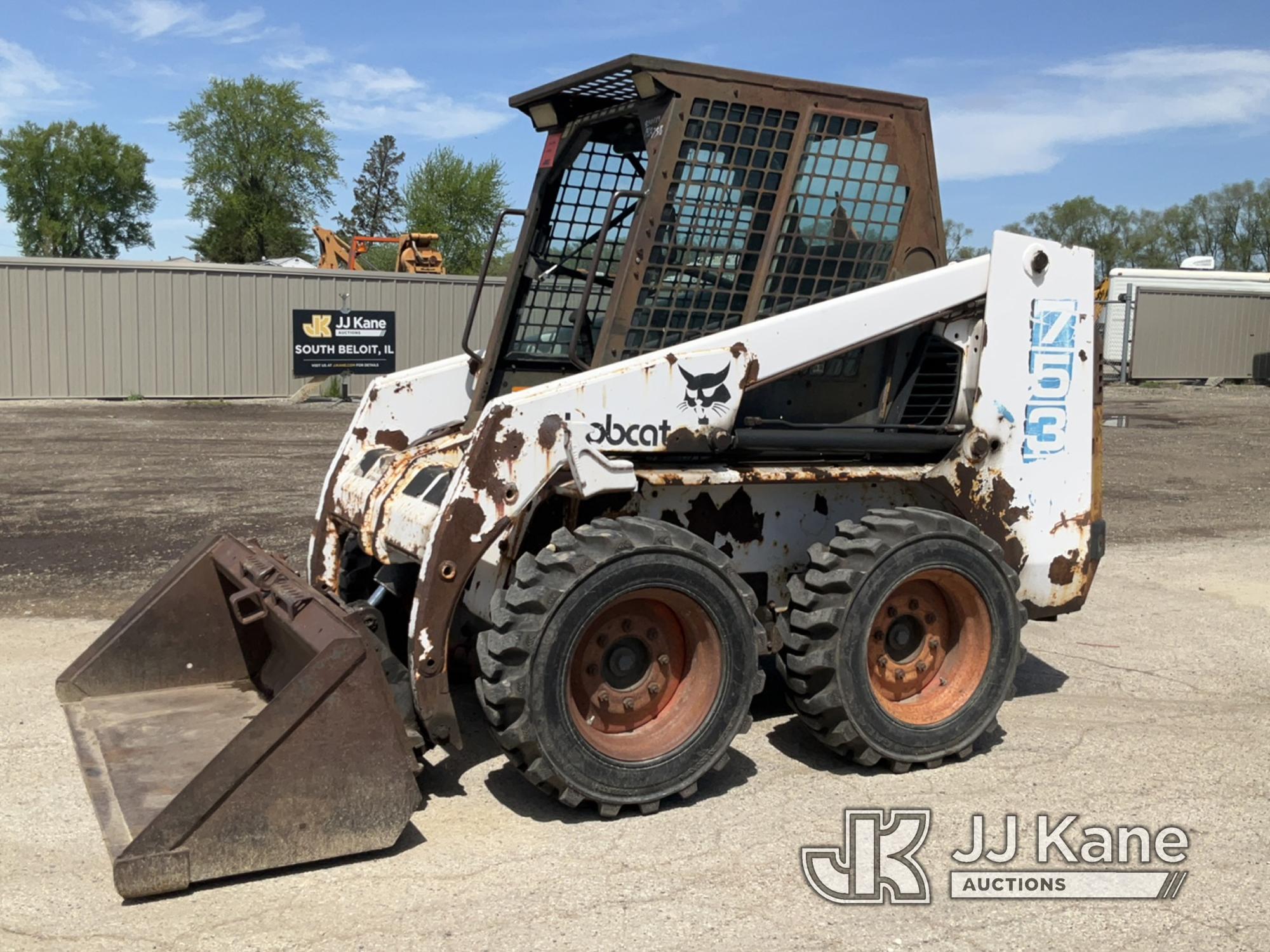 (South Beloit, IL) 1995 Bobcat 753 Rubber Tired Skid Steer Loader Runs, Moves, Operates) (Left Lift