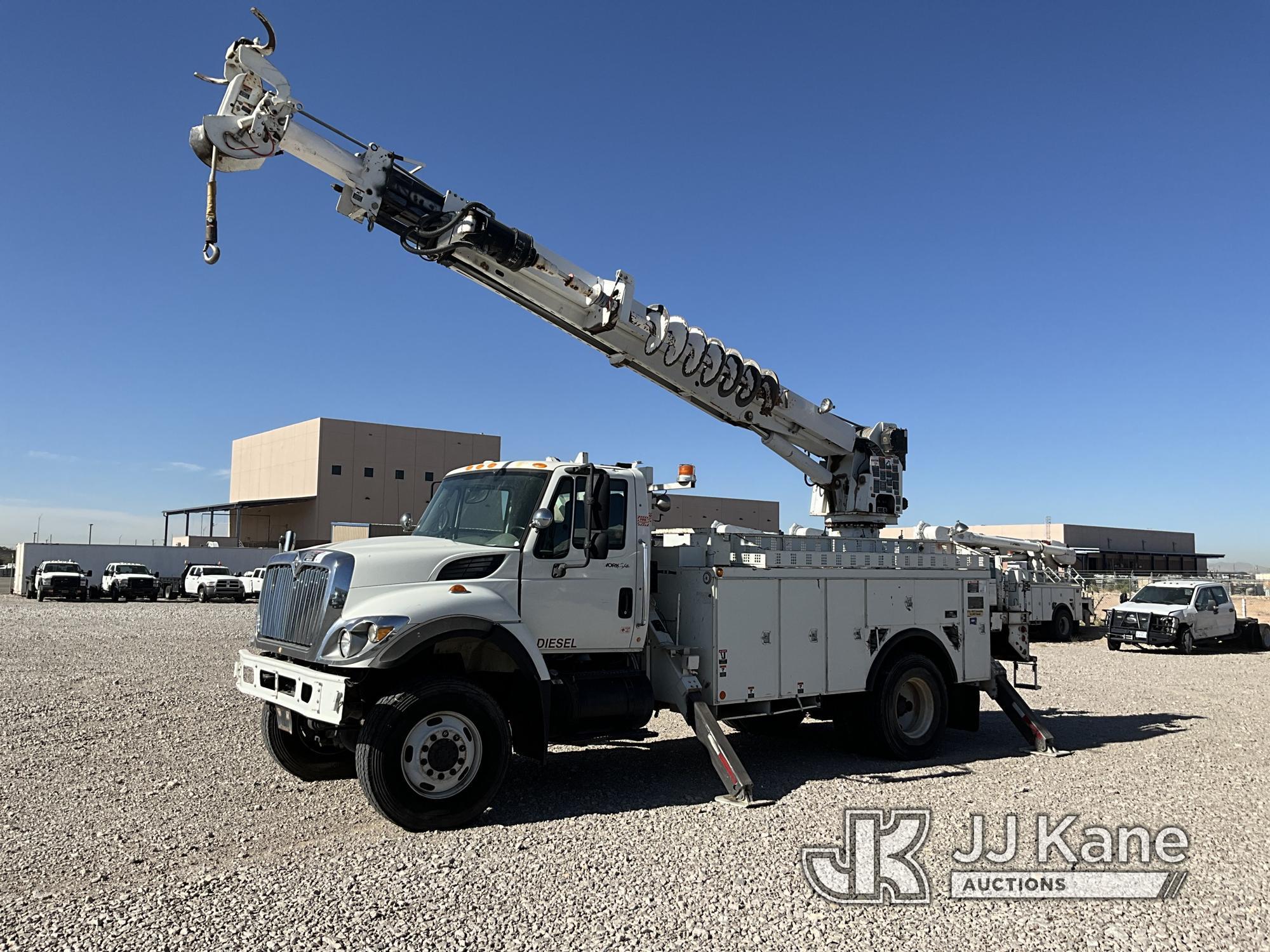 (El Paso, TX) Altec DM47TR, Digger Derrick rear mounted on 2008 International 7400 4x4 Utility Truck