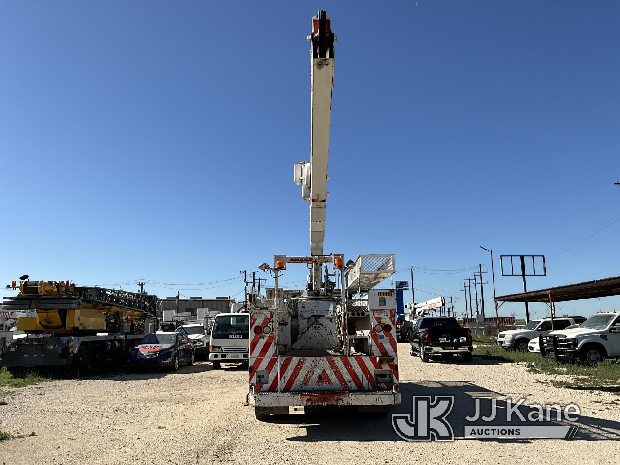 (San Antonio, TX) Terex/Telelect HiRanger 5FC-55, Bucket mounted behind cab on 2002 Ford F750 Utilit