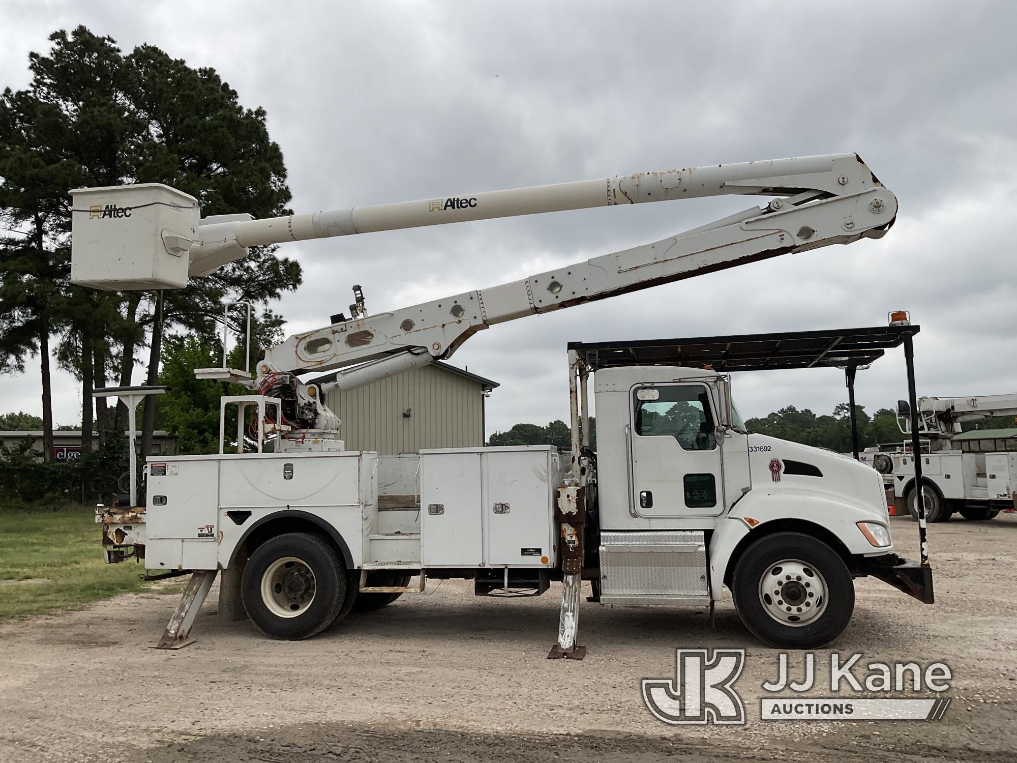 (Cypress, TX) Altec AA55-MH, Material Handling Bucket Truck rear mounted on 2014 Kenworth T370 Utili