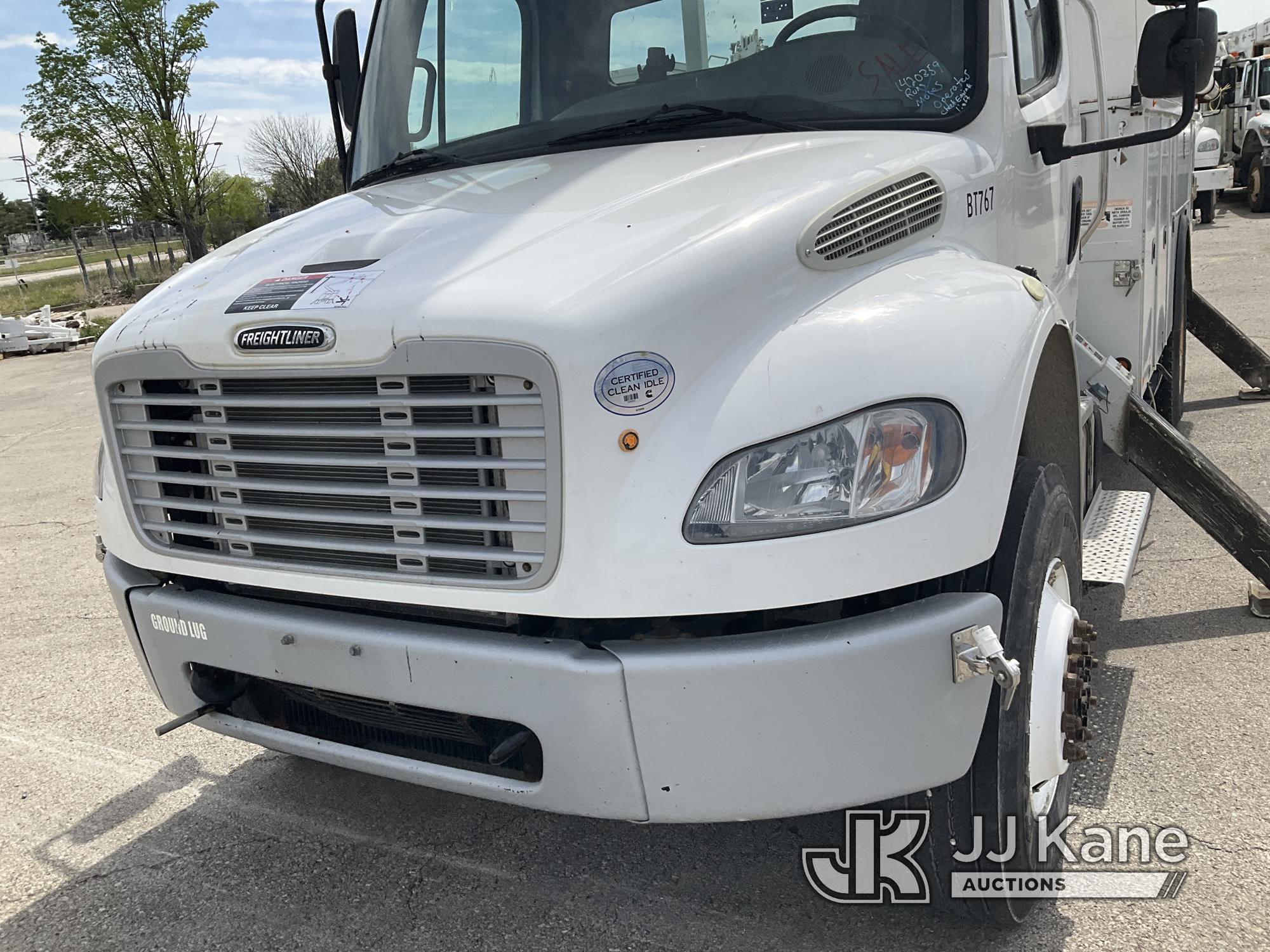 (Kansas City, MO) Altec AA55-MH, Over-Center Material Handling Bucket Truck rear mounted on 2014 Fre