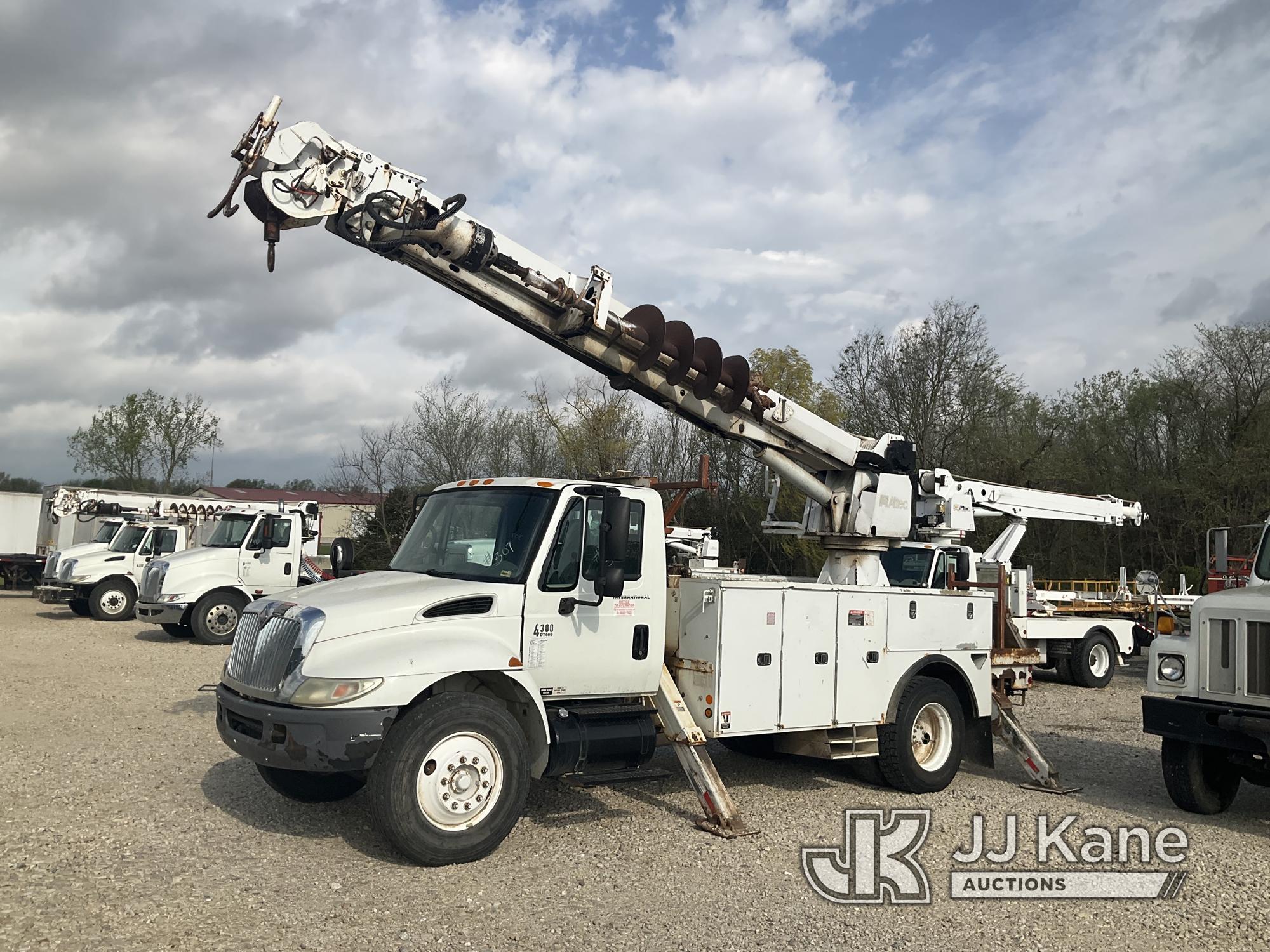 (Tipton, MO) Altec DM47-TR, Digger Derrick rear mounted on 2008 International 4300 Utility Truck Run