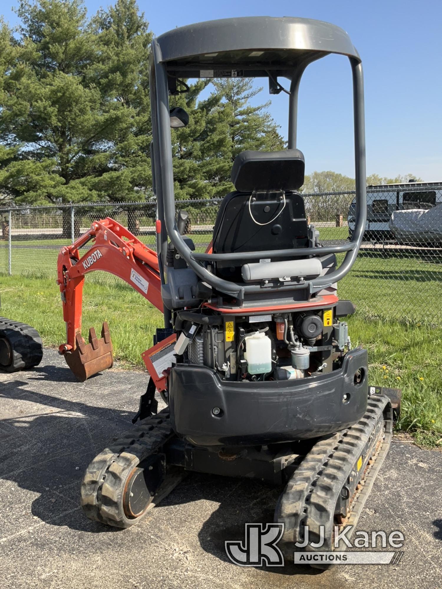 (South Beloit, IL) Kubota U17VR1 Mini Hydraulic Excavator Wrecked-Condition Unknown, Hole in Fuel Ta