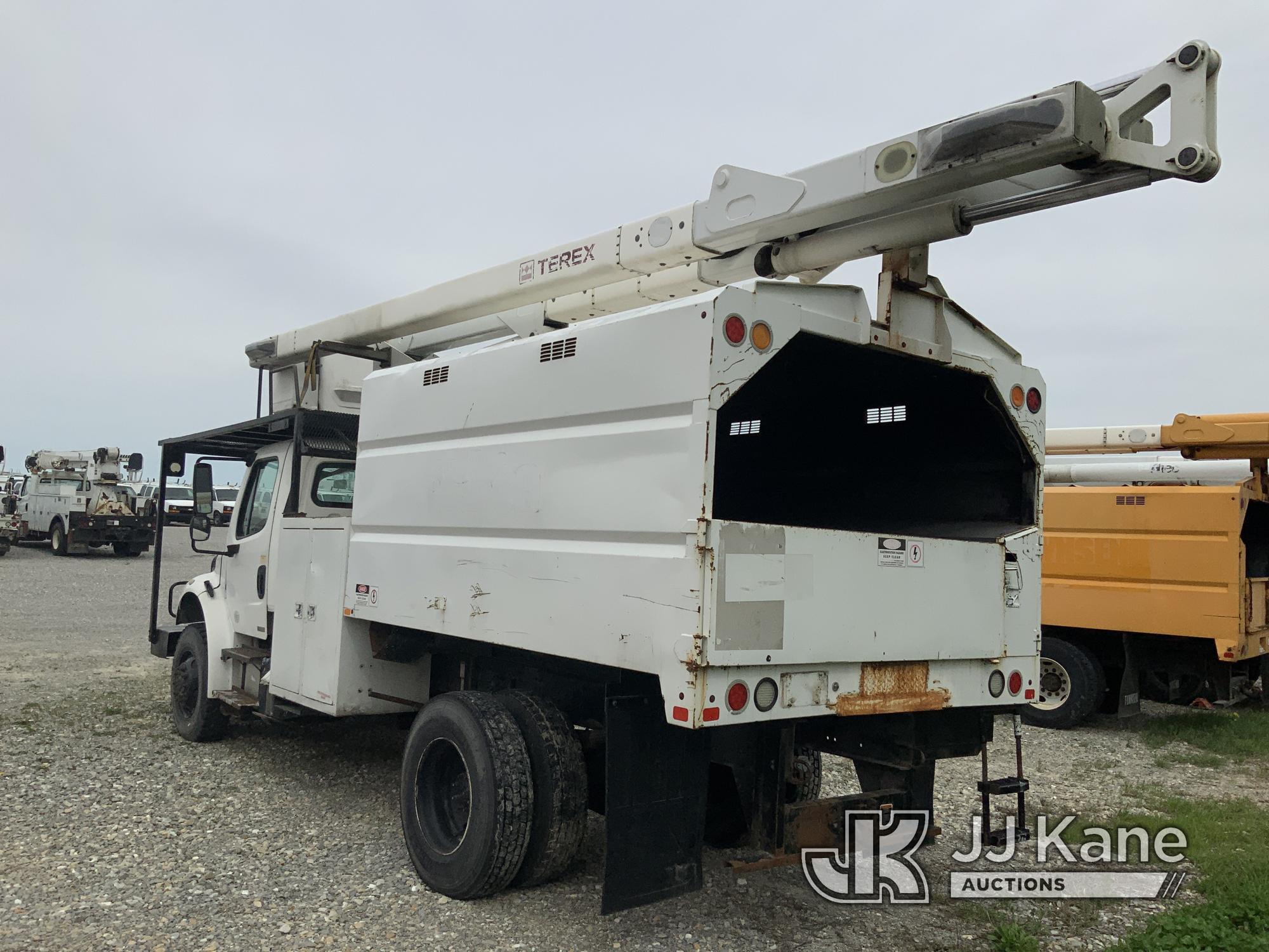 (Hawk Point, MO) Terex XT55, Over-Center Bucket Truck mounted behind cab on 2012 Freightliner M2 106