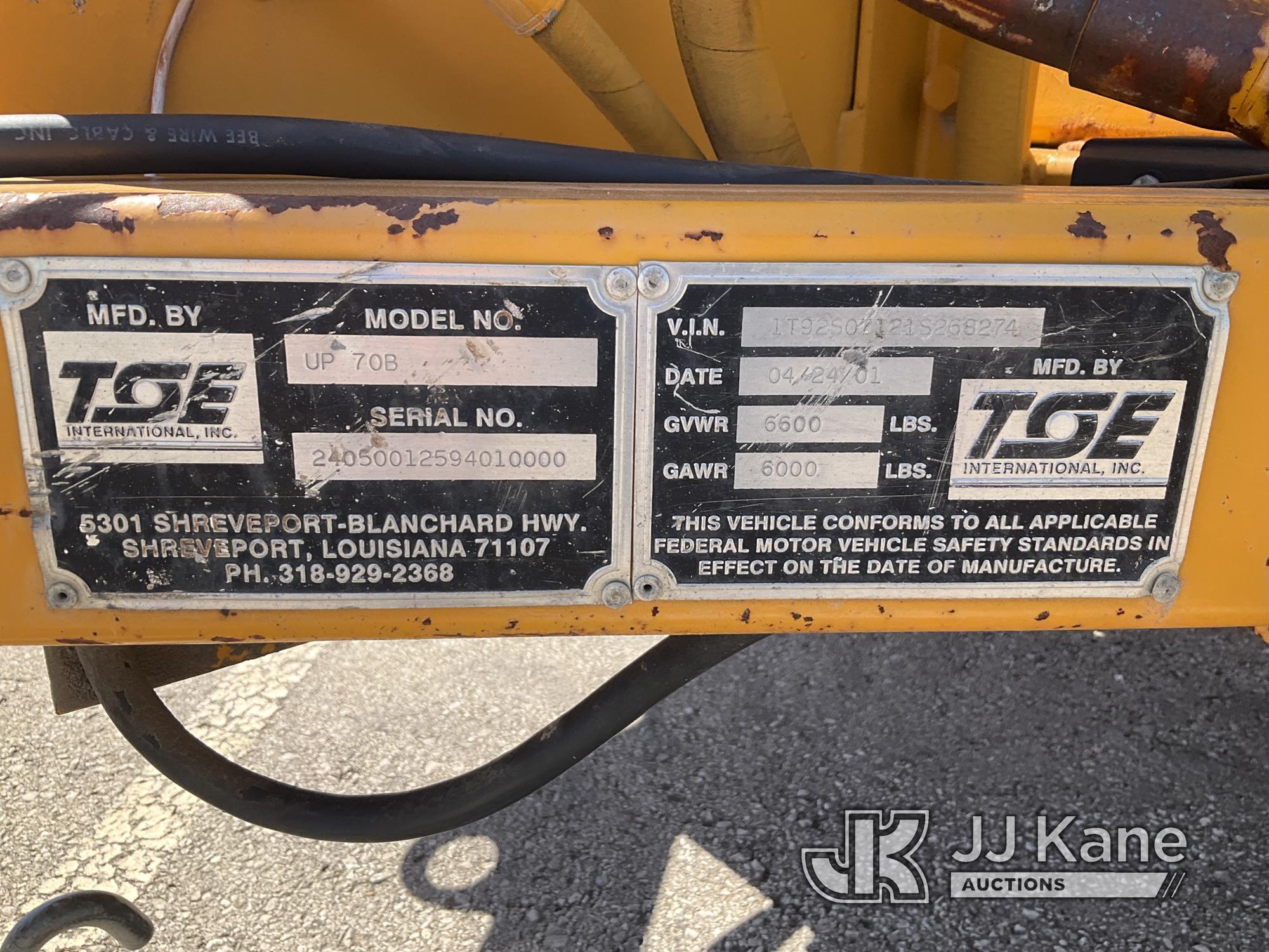 (Kansas City, MO) 2001 TSE UP70B Hydraulic Reel Trailer Not Running, Condition Unknown, Has A Bad St