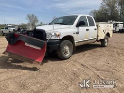 (Shakopee, MN) 2009 RAM 2500 4x4 Crew-Cab Service Truck Starts, Runs, Moves, Plow Operates, Body dam